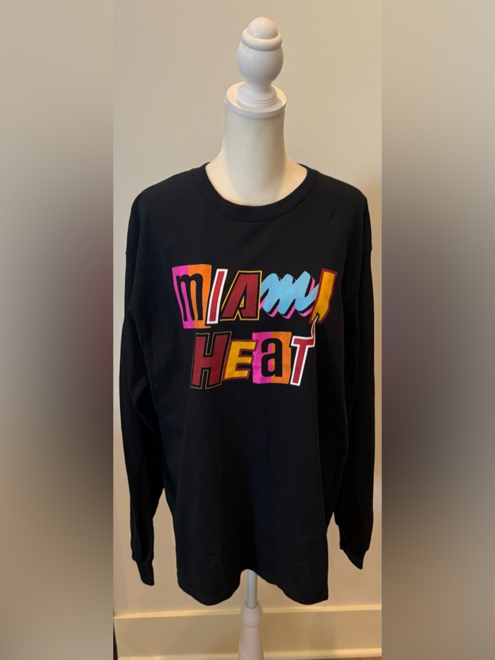 NBA Miami Heat Black Long Sleeve Tee with Multicolor Graphic